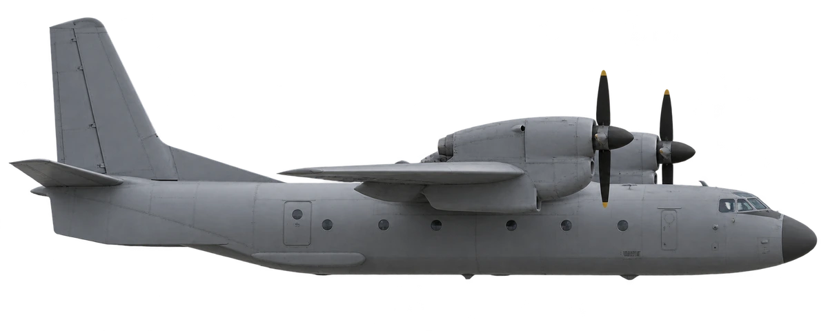 Antonov An-32 in Danish Air Transport livery, side profile