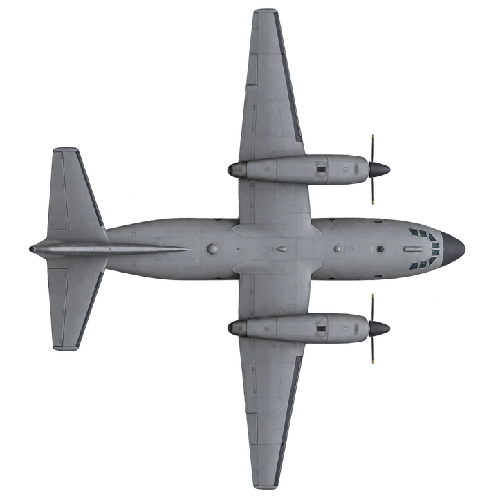 Antonov An-32 in Danish Air Transport livery, top view