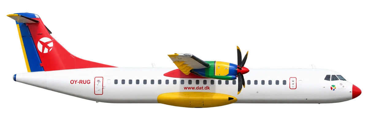 ATR 72 in Danish Air Transport livery, side profile