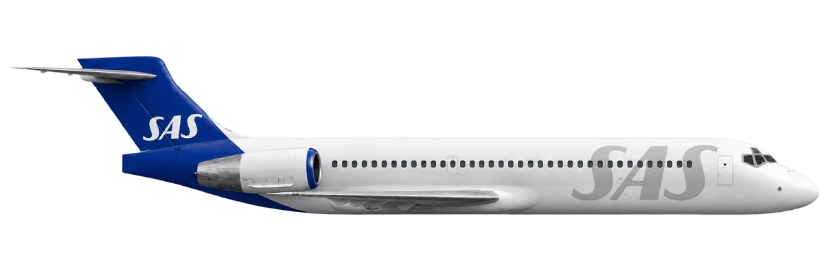 Boeing 717-200 in SAS Scandinavian Airlines livery, side profile