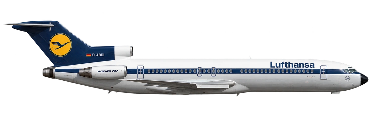 Boeing 727-200 in Lufthansa livery, side profile