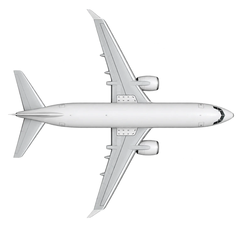 Boeing 737-300 in Royal Air Maroc livery, top view