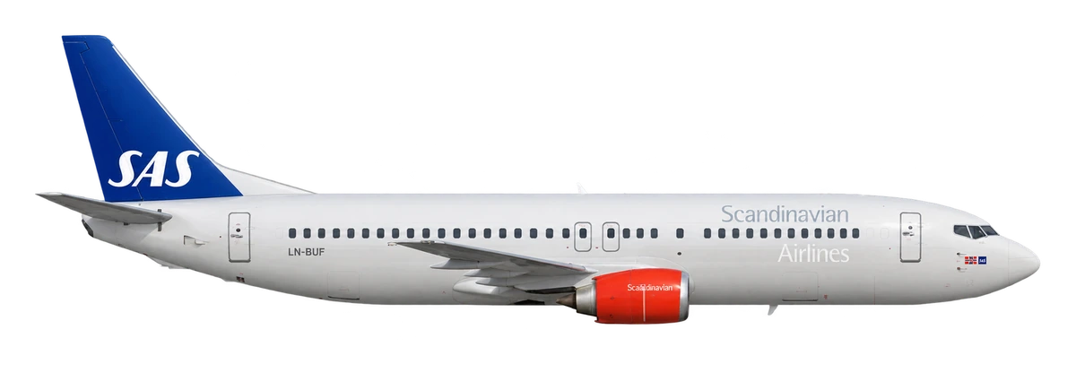 Boeing 737-400 in SAS Scandinavian Airlines livery, side profile