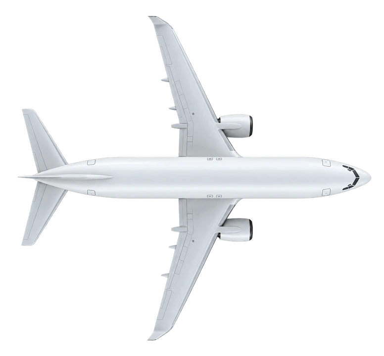 Boeing 737-400 in T'way Air livery, top view
