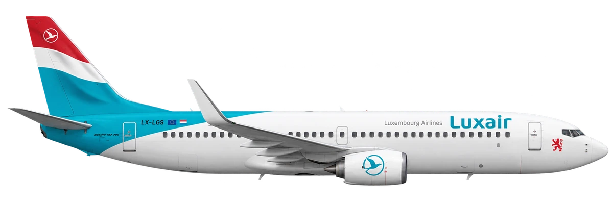 Boeing 737-700 in Luxair livery, side profile