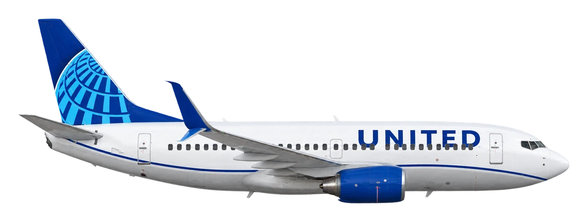Boeing 737-700 in United Airlines livery, side profile