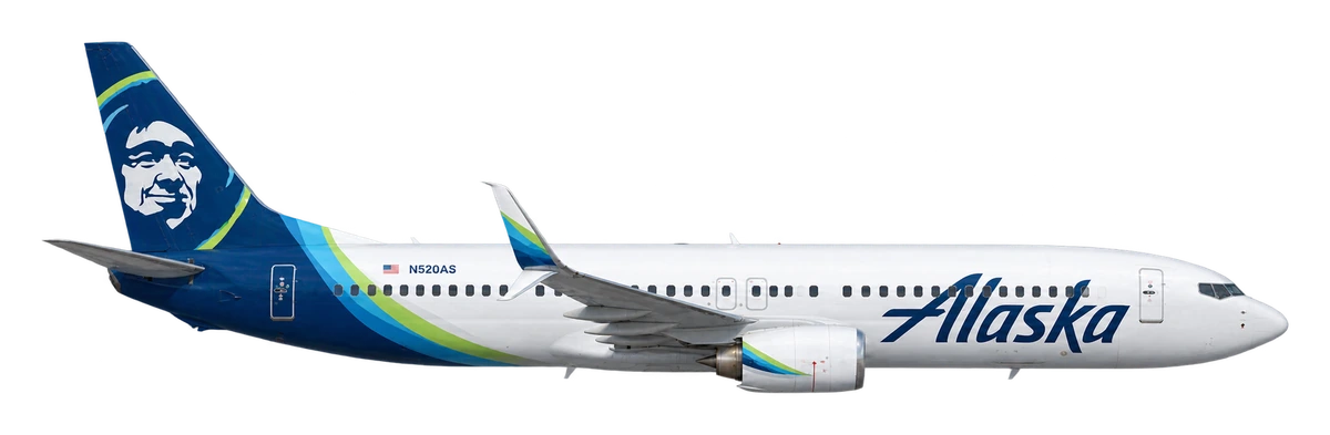 Boeing 737-800 in Alaska Airlines livery, side profile