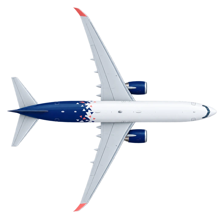 Boeing 737-800 in Aurora Airlines livery, top view
