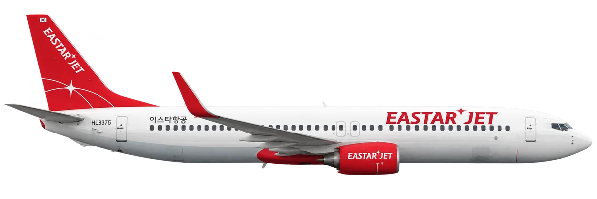 Boeing 737-800 in Eastar Jet livery, side profile