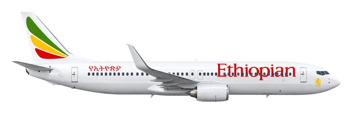 Boeing 737-800 in Ethiopian Airlines livery, side profile