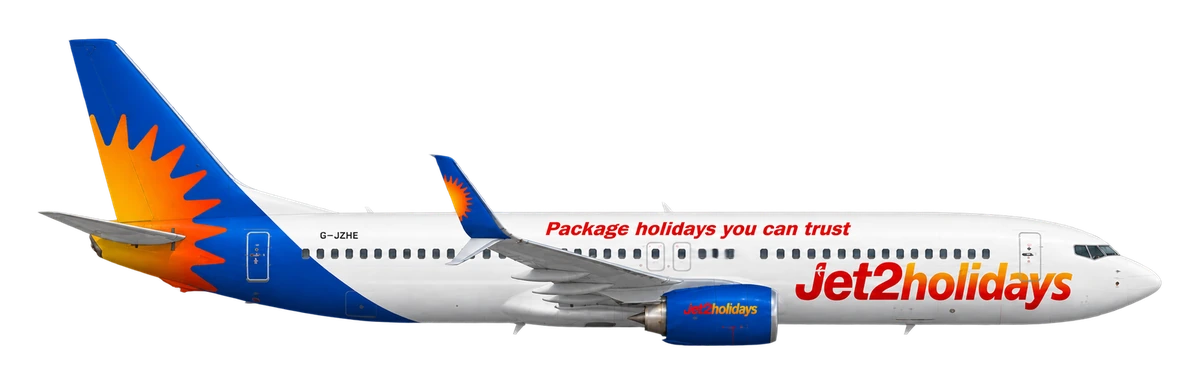 Boeing 737-800 in Jet2 livery, side profile
