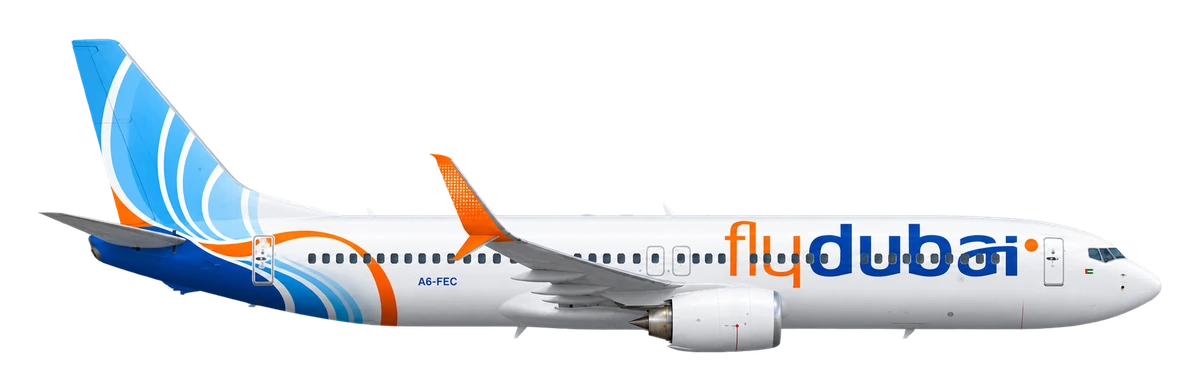 Boeing 737-800 in flydubai livery, side profile