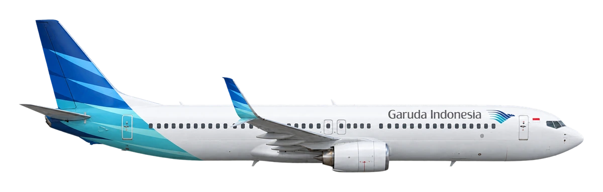 Boeing 737-800 in Garuda Indonesia livery, side profile
