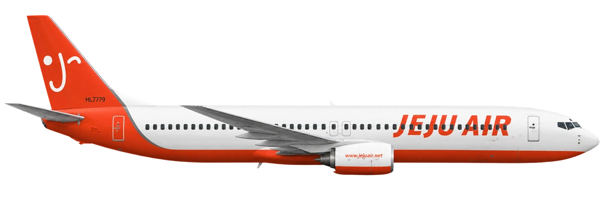 Boeing 737-800 in Jeju Air livery, side profile