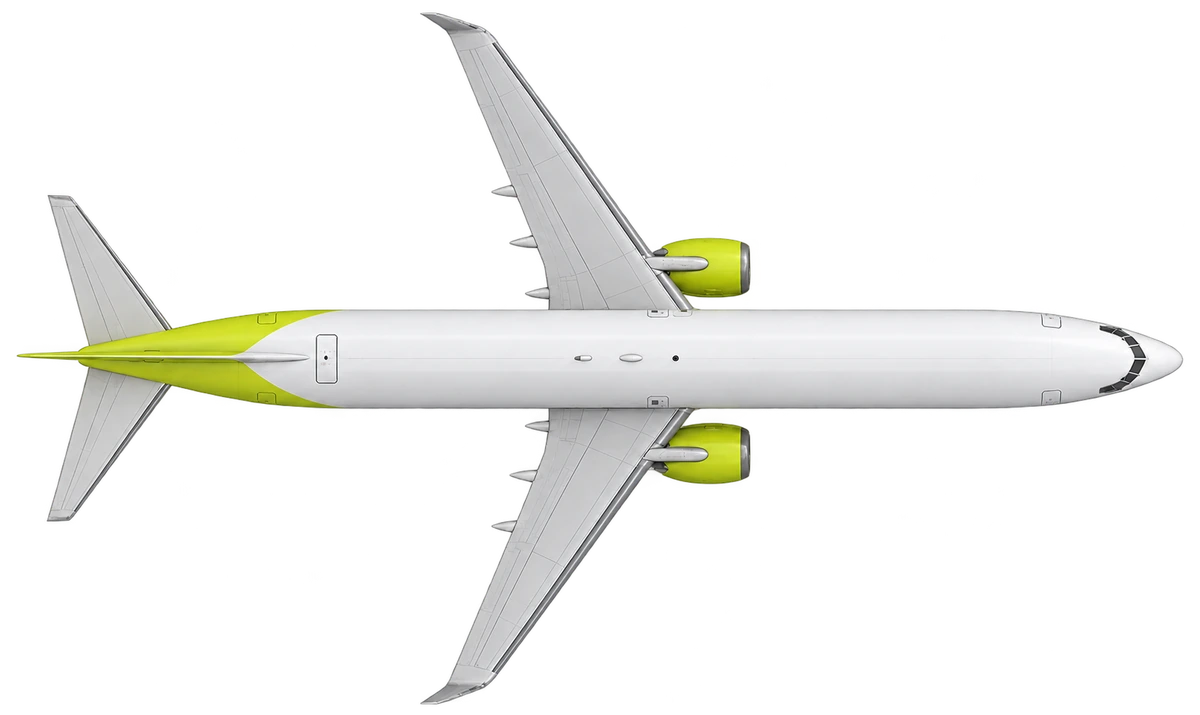 Boeing 737-800 in Jin Air livery, top view