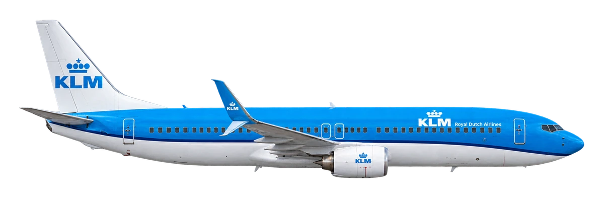 Boeing 737-800 in KLM Royal Dutch Airlines livery, side profile