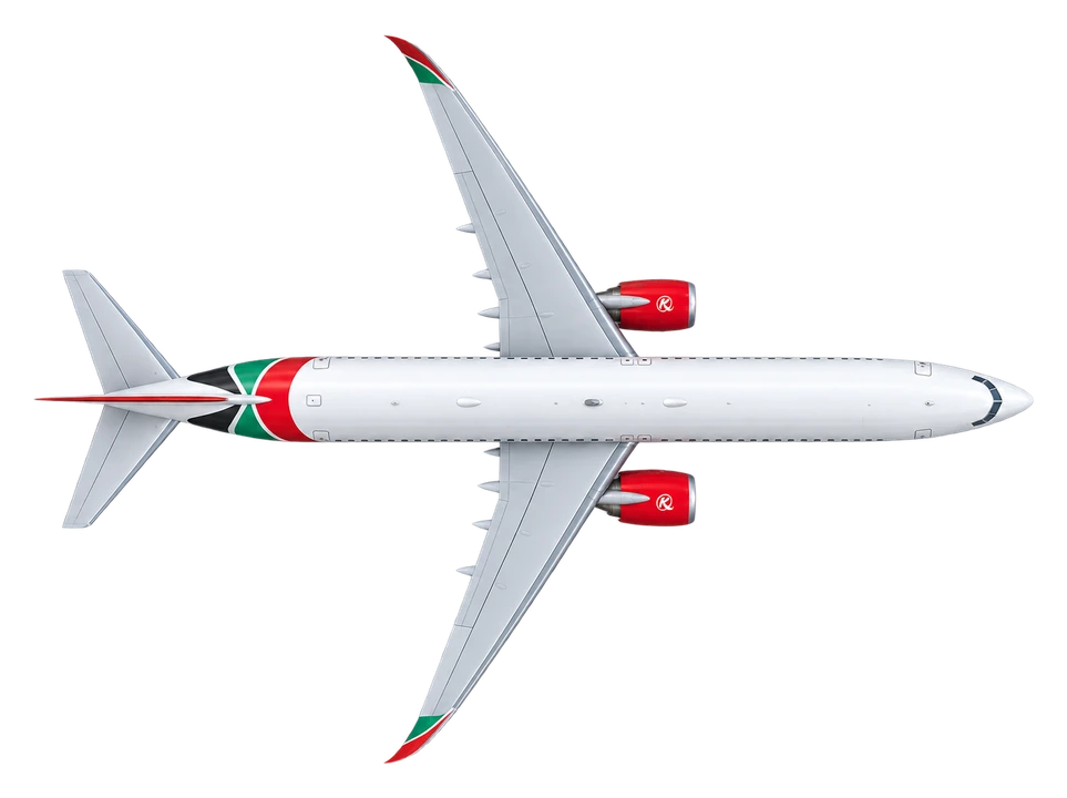 Boeing 737-800 in Kenya Airways livery, top view