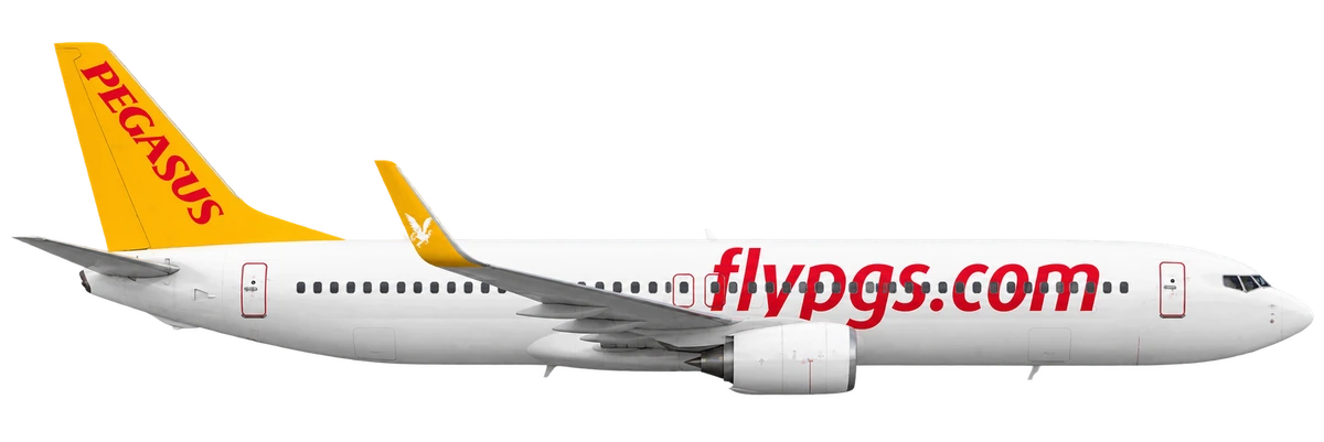 Boeing 737-800 in Pegasus Airlines livery, side profile