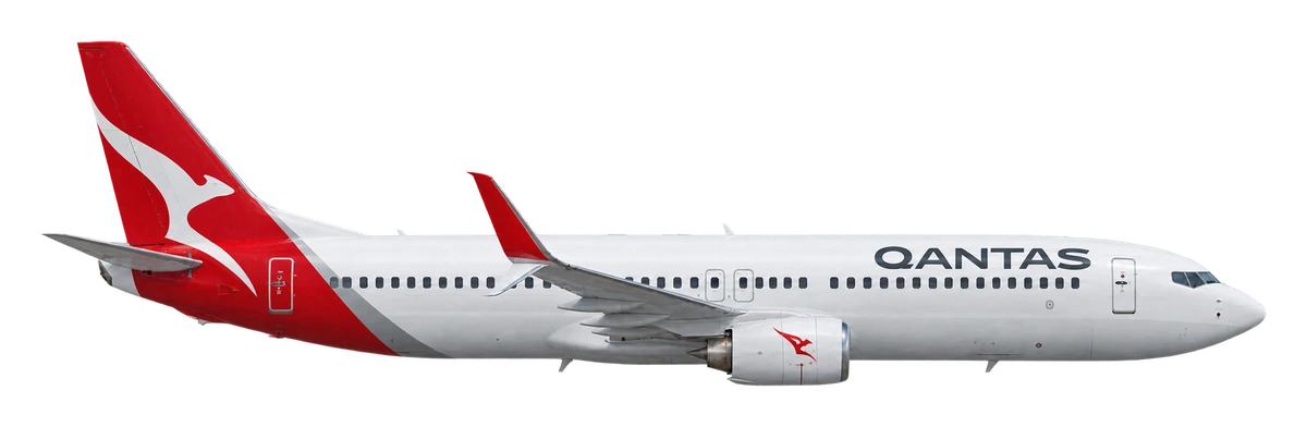 Boeing 737-800 in Qantas livery, side profile