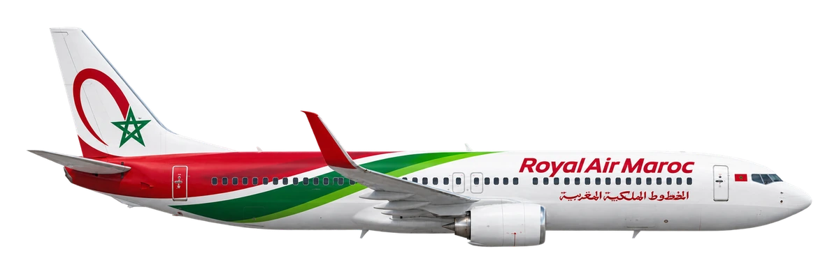 Boeing 737-800 in Royal Air Maroc livery, side profile