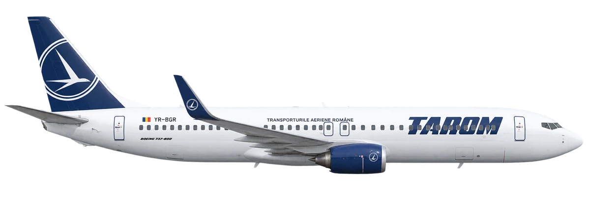 Boeing 737-800 in TAROM livery, side profile