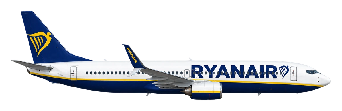 Boeing 737-800 in Ryanair livery, side profile