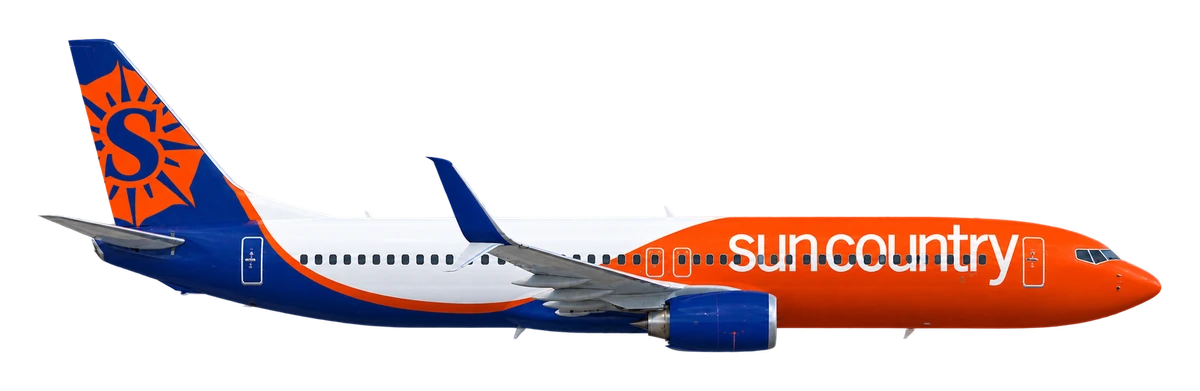 Boeing 737-800 in Sun Country Airlines livery, side profile