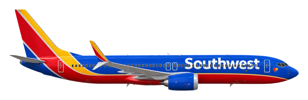 Boeing 737-800 in Southwest Airlines livery, side profile