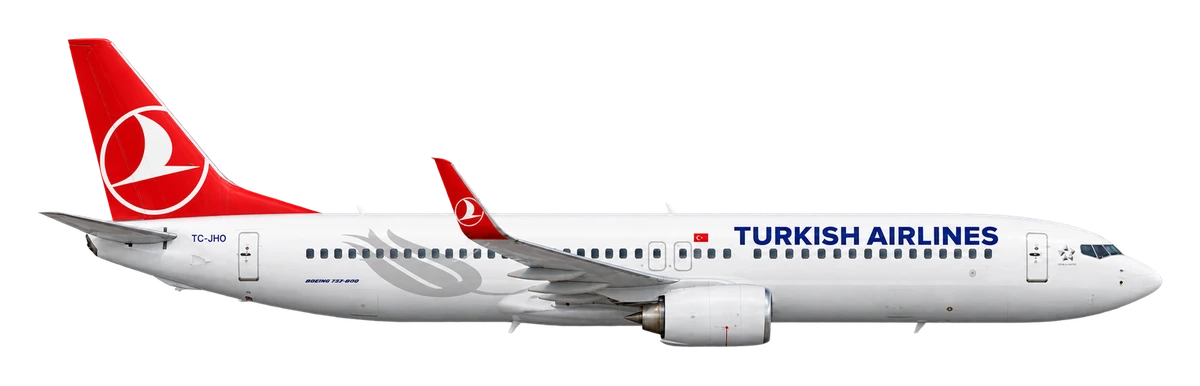Boeing 737-800 in Turkish Airlines livery, side profile