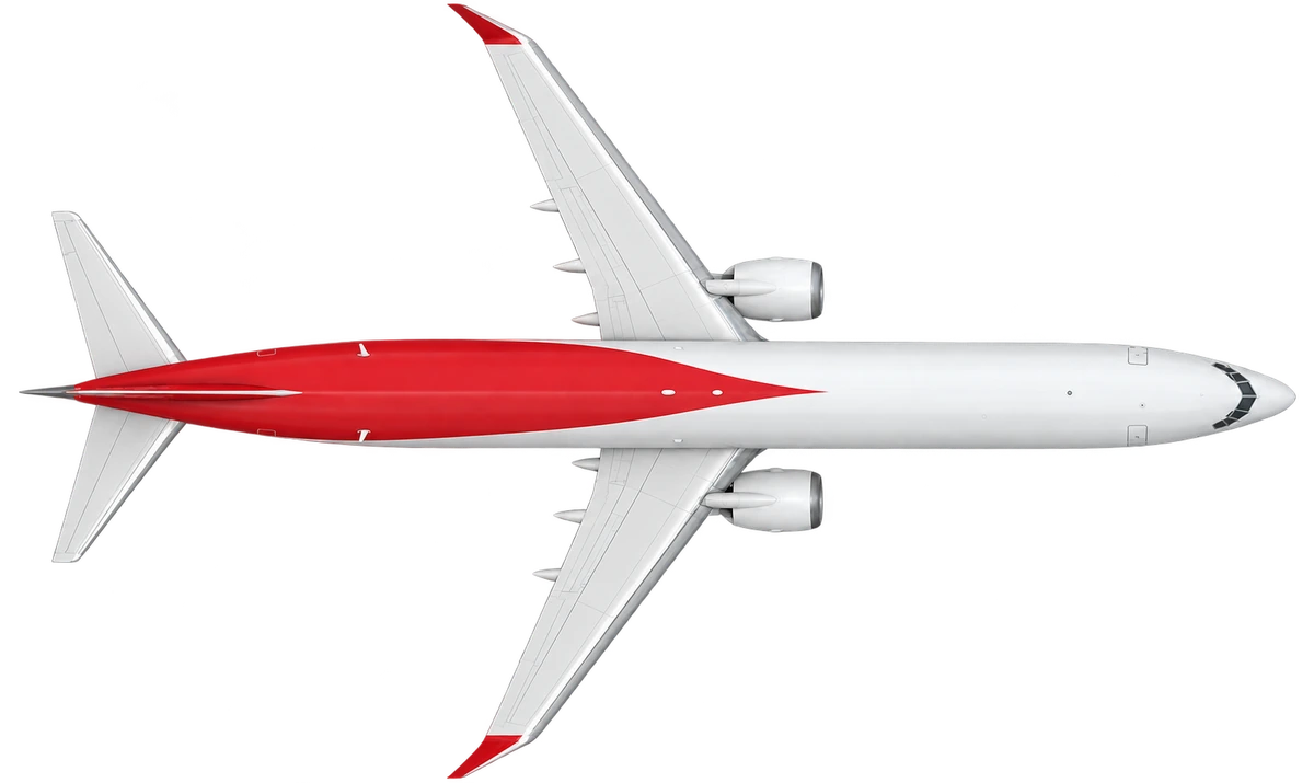 Boeing 737-800 in T'way Air livery, top view