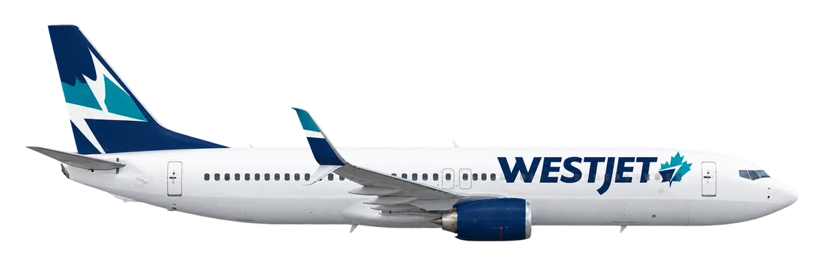 Boeing 737-800 in WestJet livery, side profile