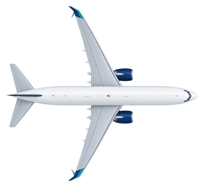 Boeing 737-800 in WestJet livery, top view