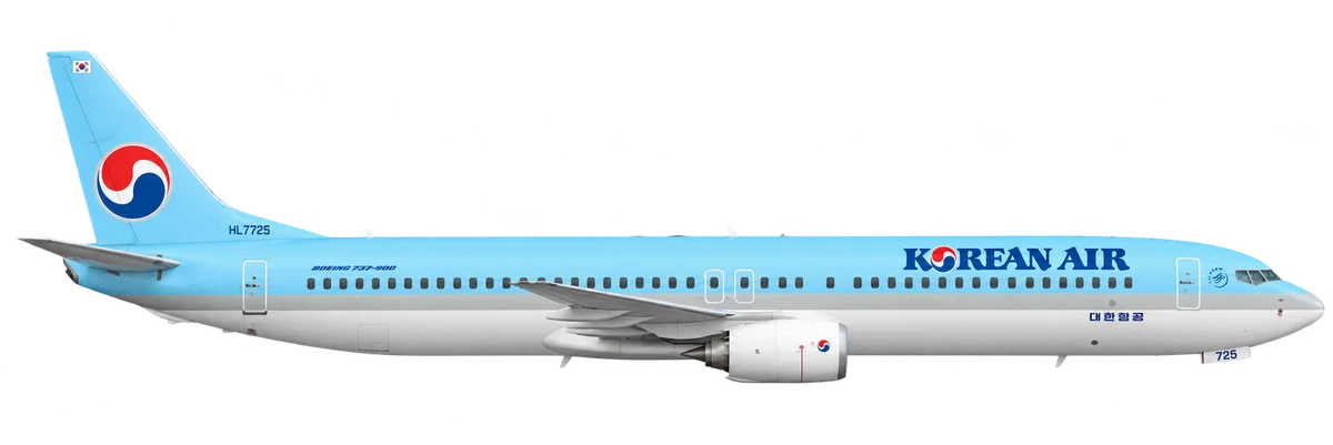 Boeing 737-900 in Korean Air livery, side profile
