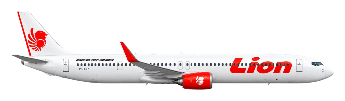 Boeing 737-900 in Lion Air livery, side profile