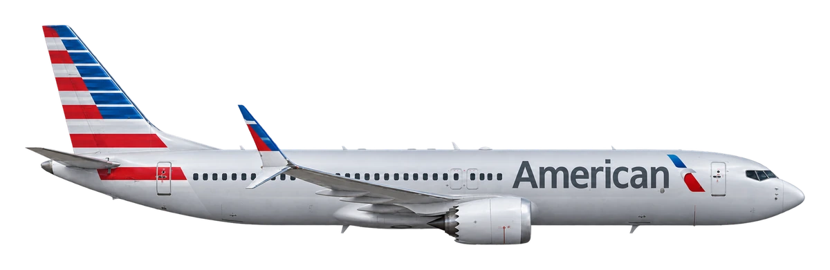 Boeing 737 MAX 8 in American Airlines livery, side profile