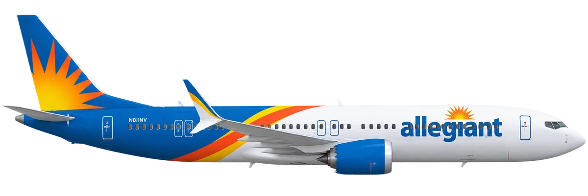 Boeing 737 MAX 8 in Allegiant Air livery, side profile