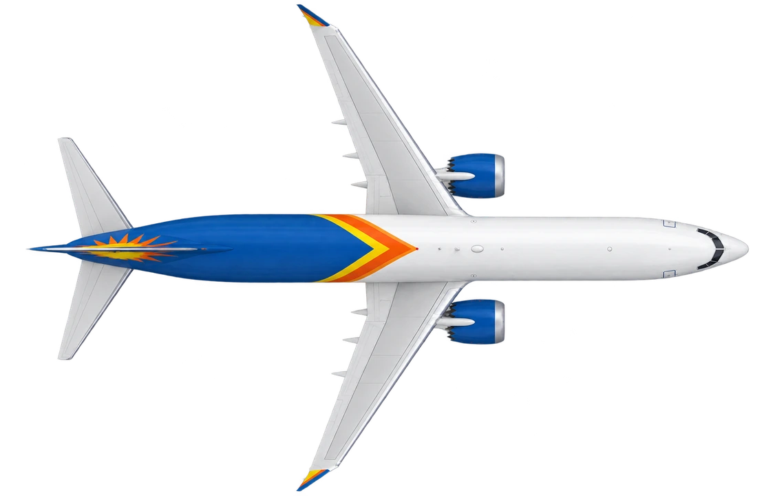 Boeing 737 MAX 8 in Allegiant Air livery, top view