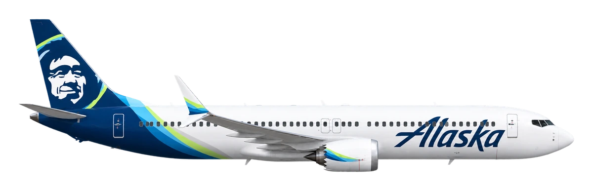 Boeing 737 MAX 8 in Alaska Airlines livery, side profile