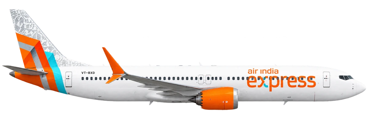Boeing 737 MAX 8 in Air India Express livery, side profile