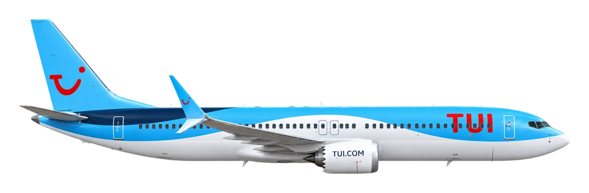 Boeing 737 MAX 8 in TUIfly Nordic livery, side profile