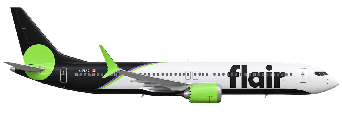 Boeing 737 MAX 8 in Flair Airlines livery, side profile