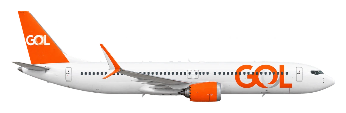 Boeing 737 MAX 8 in GOL livery, side profile