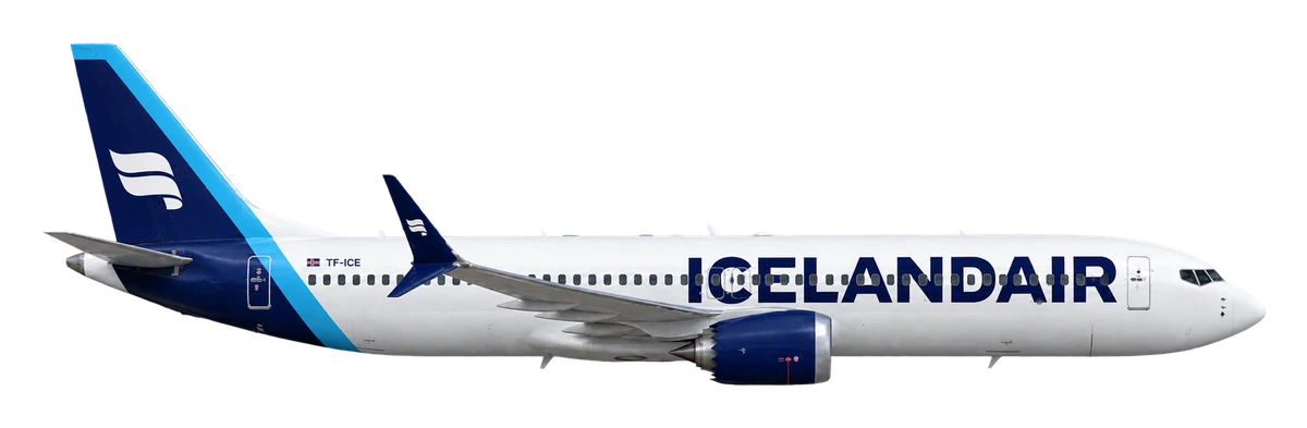 Boeing 737 MAX 8 in Icelandair livery, side profile