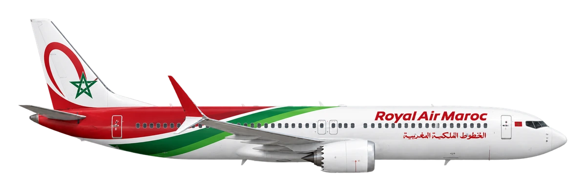 Boeing 737 MAX 8 in Royal Air Maroc livery, side profile