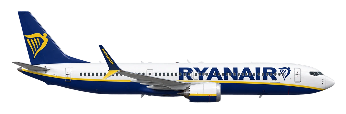 Boeing 737 MAX 8 in Ryanair livery, side profile