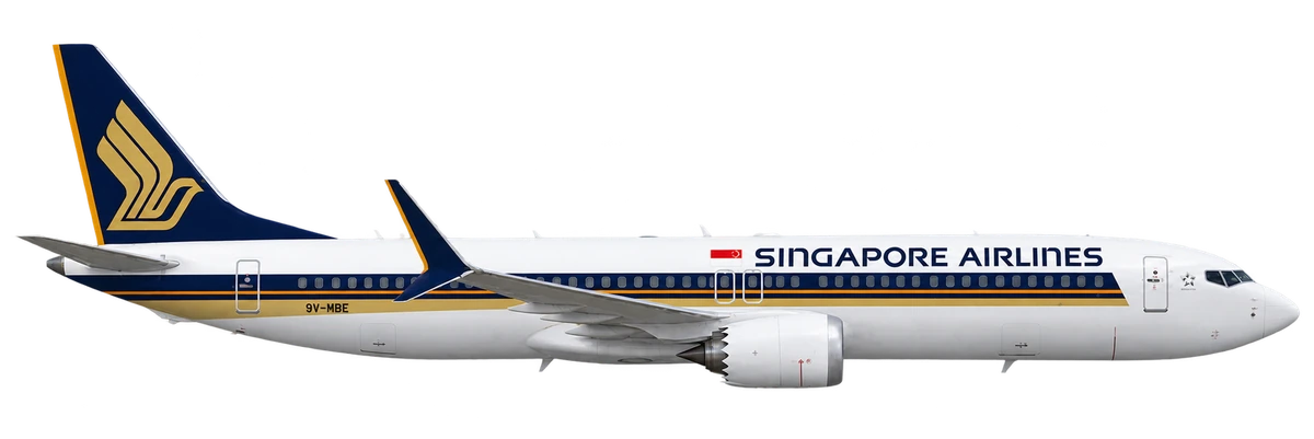 Boeing 737 MAX 8 in Singapore Airlines livery, side profile