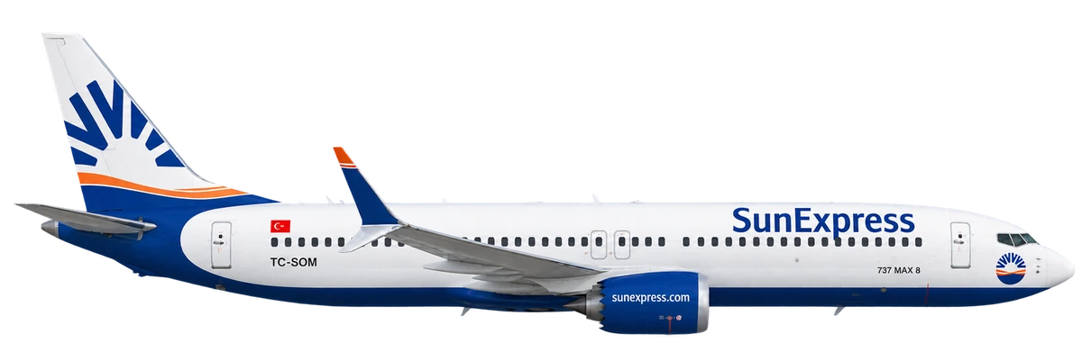 Boeing 737 MAX 8 in SunExpress livery, side profile