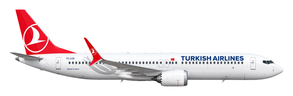 Boeing 737 MAX 8 in Turkish Airlines livery, side profile