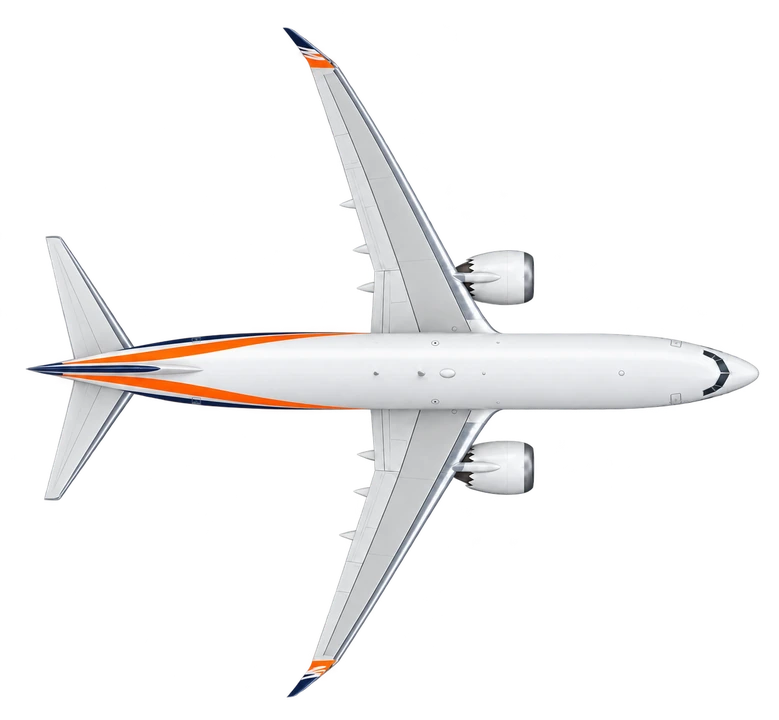 Boeing 737 MAX 8 in Smartwings livery, top view