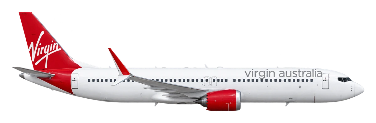 Boeing 737 MAX 8 in Virgin Australia livery, side profile